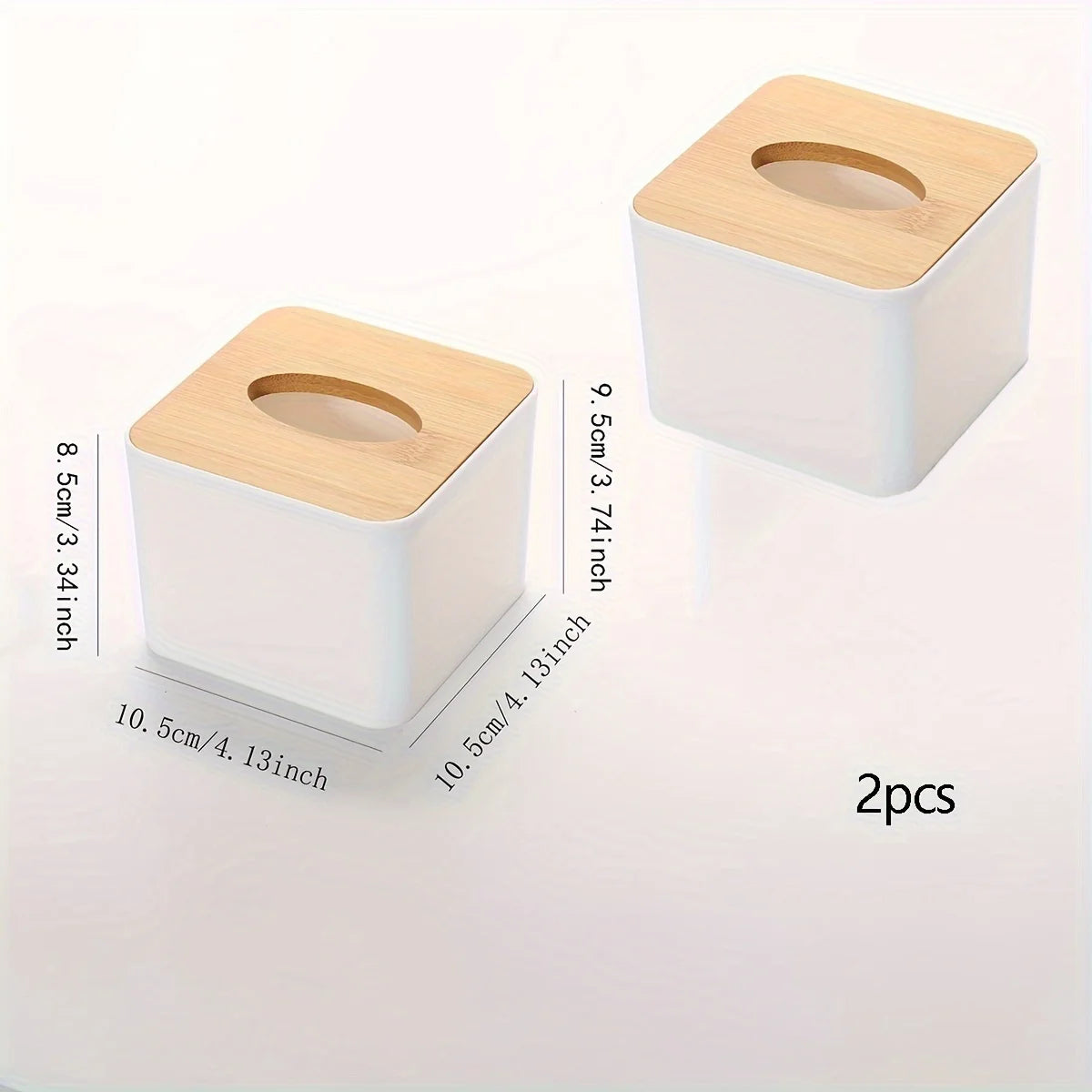 1pc/2pcs-Nordic Style Plastic Tissue Box with Wooden Cover - Paper Box for Restaurants and Rooms - Tissue Storage