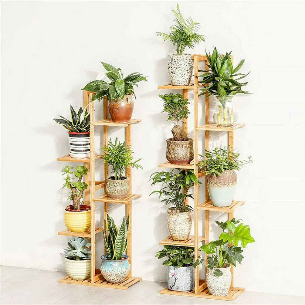 Bamboo 5/6-Tier Plant Stand – Indoor & Outdoor Flower Pot Rack