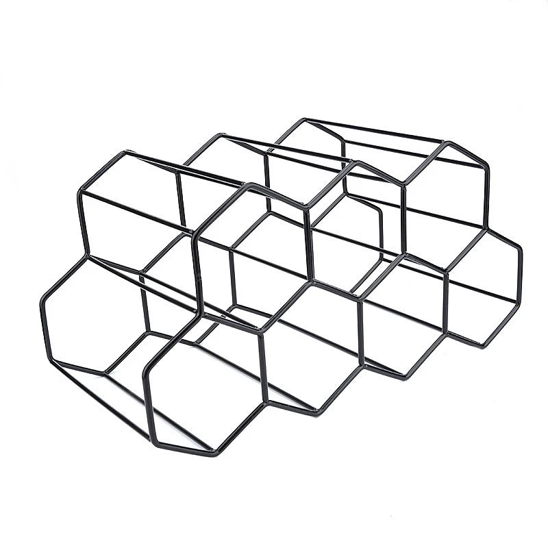 Hexagon Metal Wine Rack – 9-Bottle Tabletop Holder