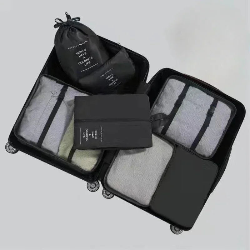 7-piece Set Travel Bag Organizer Clothes Luggage Travel Organizer Blanket Shoes Organizers Bag Suitcase Pouch Packing Cubes