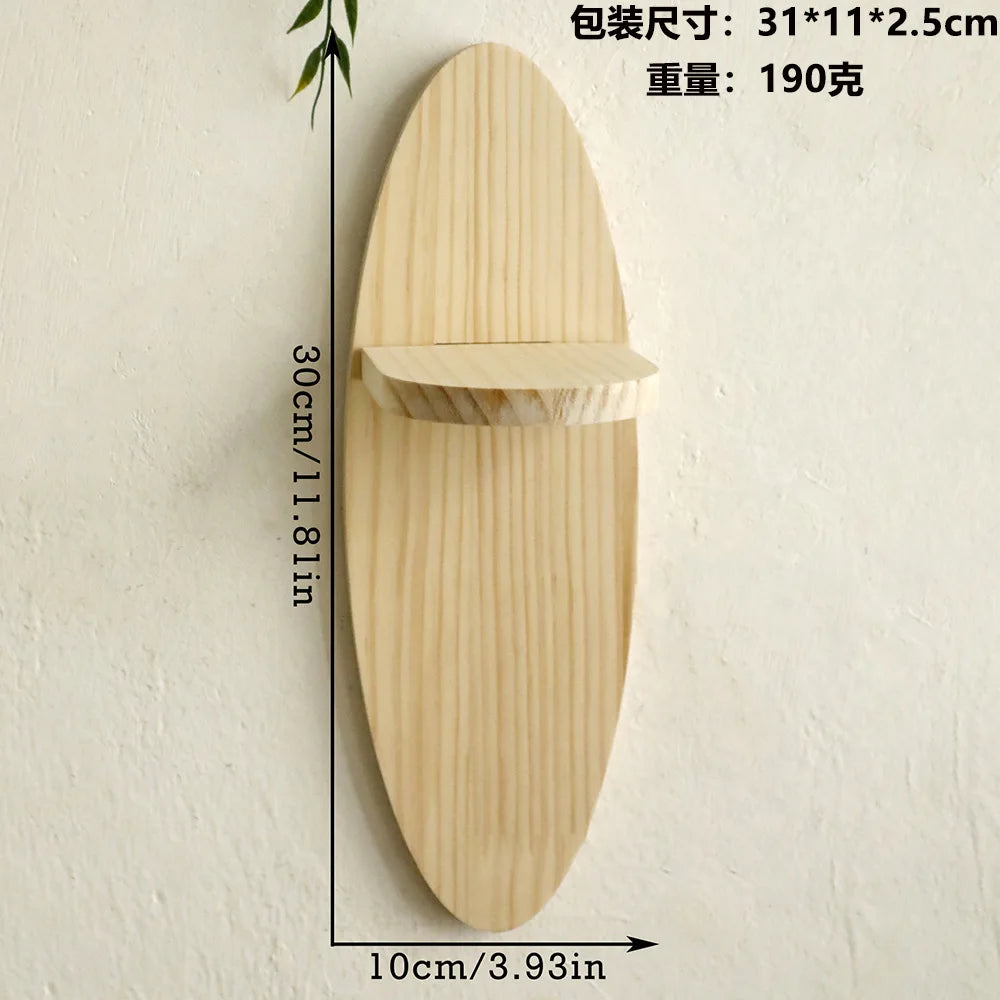 Oval Solid Wood Floating Shelf