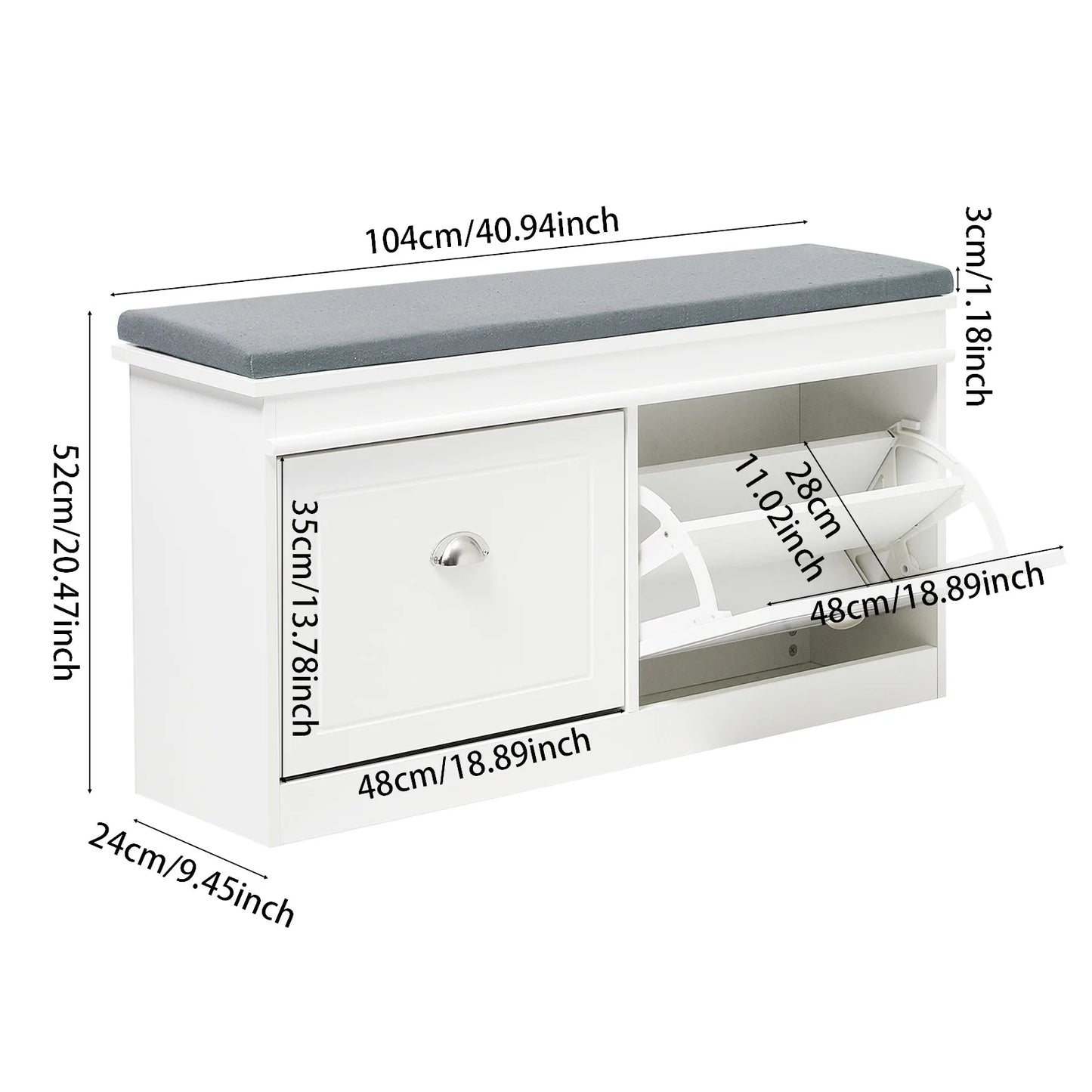 White Wooden Shoe Bench