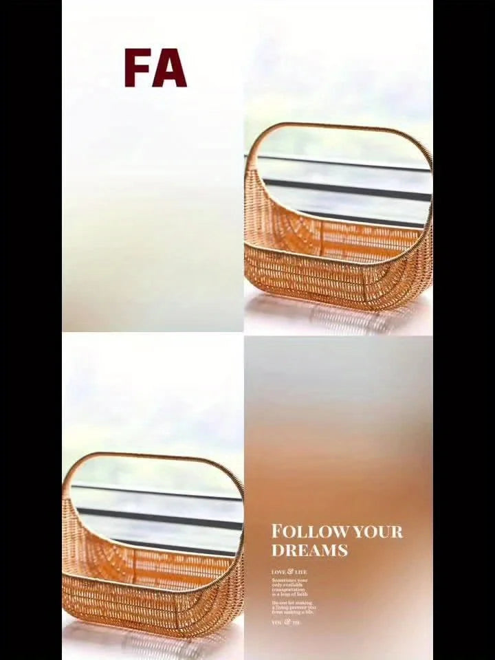 Handwoven Bread Basket and Fruit Tray in Natural Rattan, Rustic Style Basket for Serving Bread and Fruits