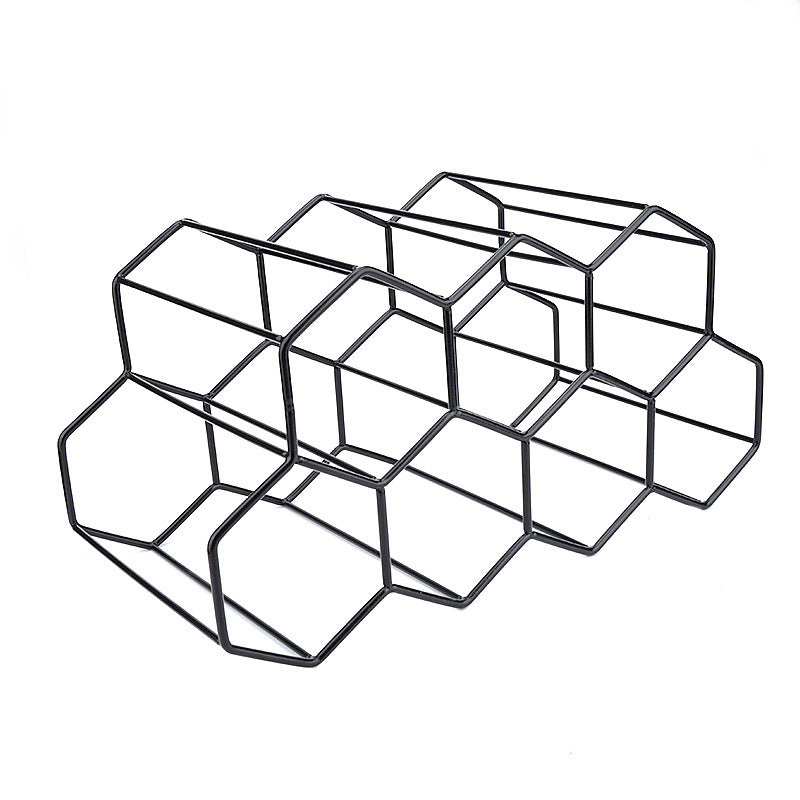 Hexagon Metal Wine Rack – 9-Bottle Tabletop Holder