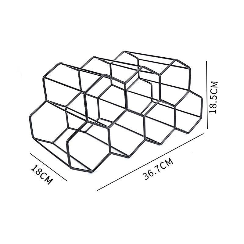 Hexagon Metal Wine Rack – 9-Bottle Tabletop Holder