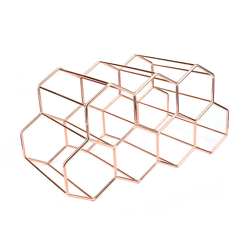 Hexagon Metal Wine Rack – 9-Bottle Tabletop Holder
