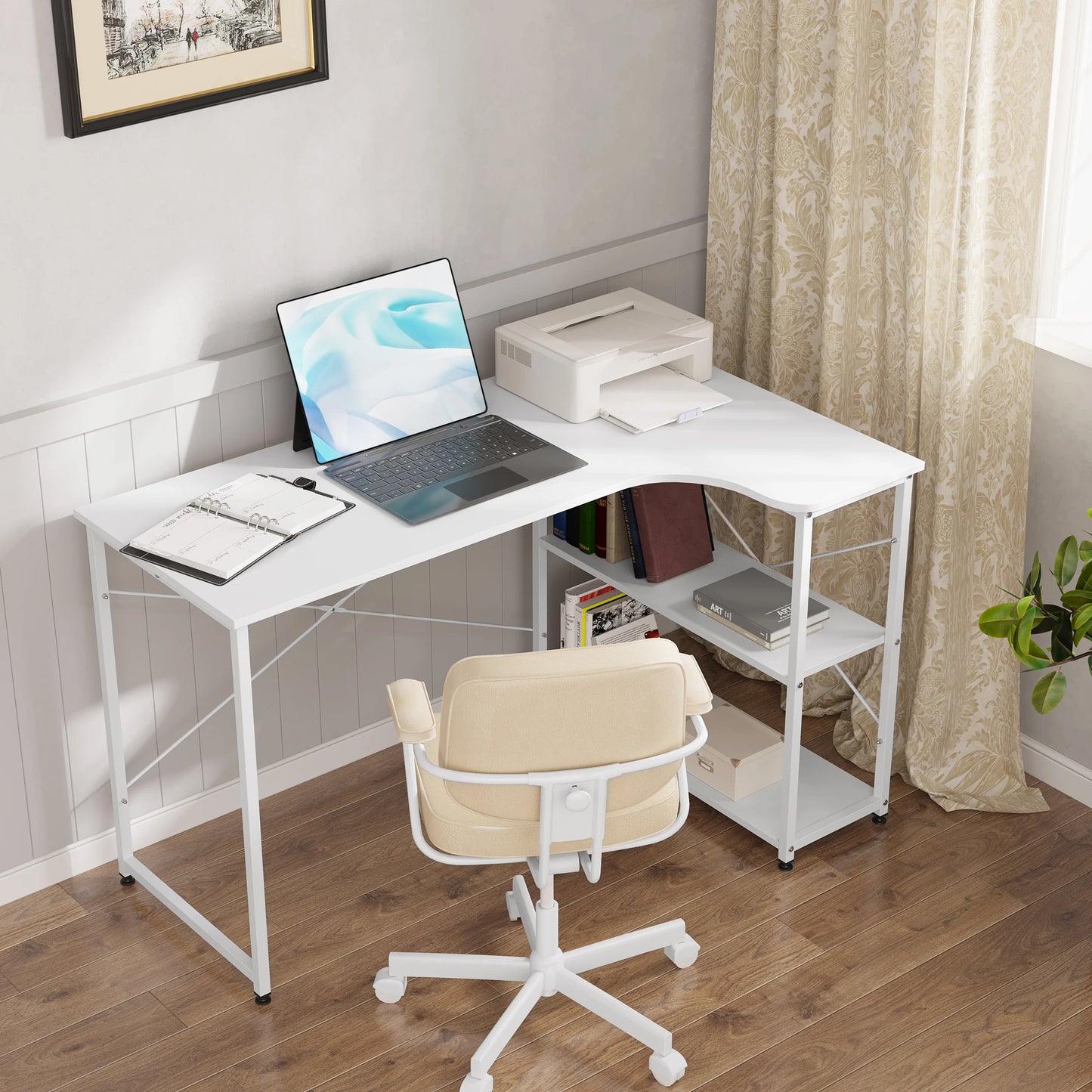 WOLTU 1PC Computer Table L-Shaped Office Desk  PC Laptop Table Workstation Study Writing Desk Dining Gaming Table