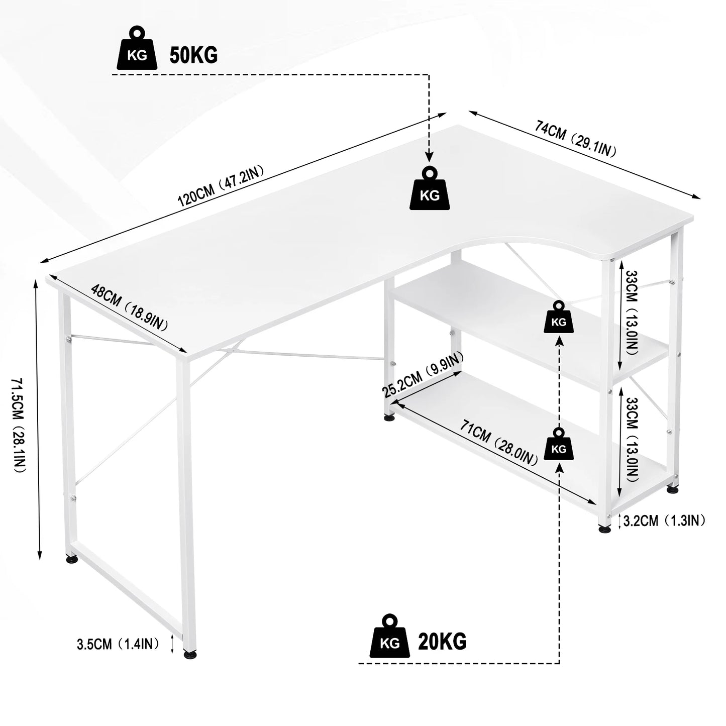 WOLTU 1PC Computer Table L-Shaped Office Desk  PC Laptop Table Workstation Study Writing Desk Dining Gaming Table