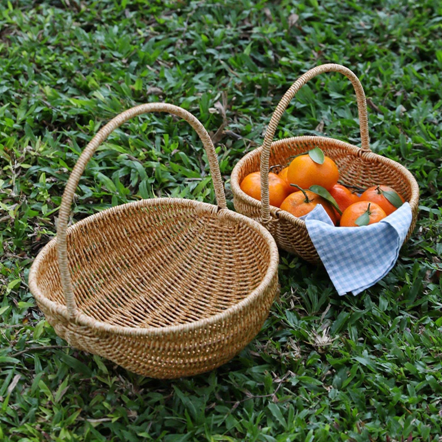 Storage Basket Sundries Organizer Portable Outdoor Picnic Basket Storage Bin Breathable Rustic Flower Basket for Wedding Cabinet