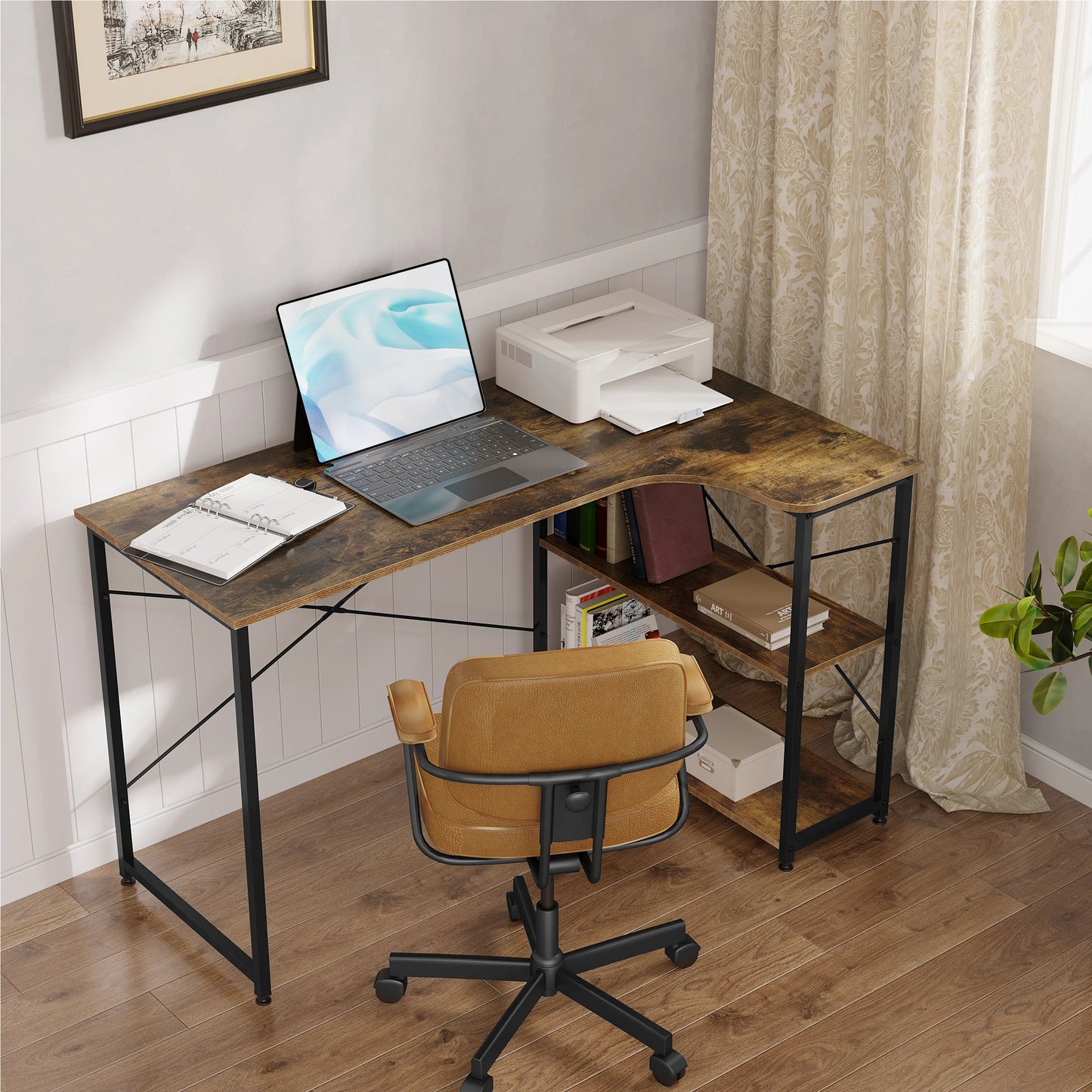 WOLTU 1PC Computer Table L-Shaped Office Desk  PC Laptop Table Workstation Study Writing Desk Dining Gaming Table
