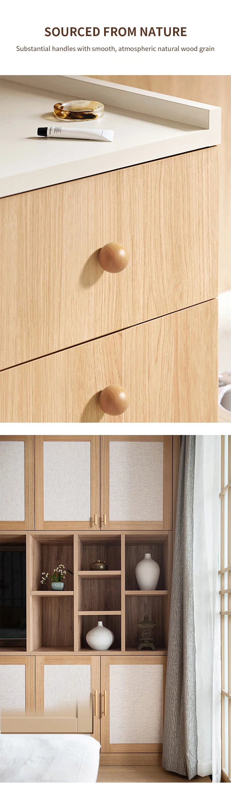 Nordic Walnut Wood Handle T bar Drawer Knobs Cupboard Long Pulls Kitchen Cabinet Door Handle Furniture Decorate Pulls and Knob