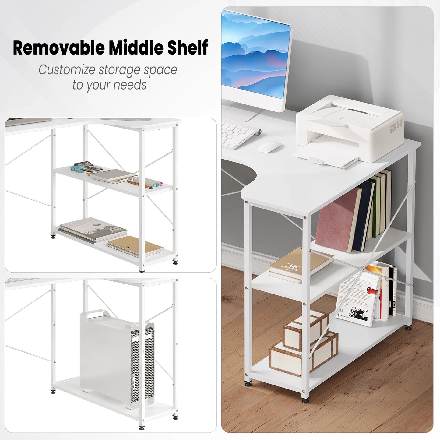 WOLTU 1PC Computer Table L-Shaped Office Desk  PC Laptop Table Workstation Study Writing Desk Dining Gaming Table