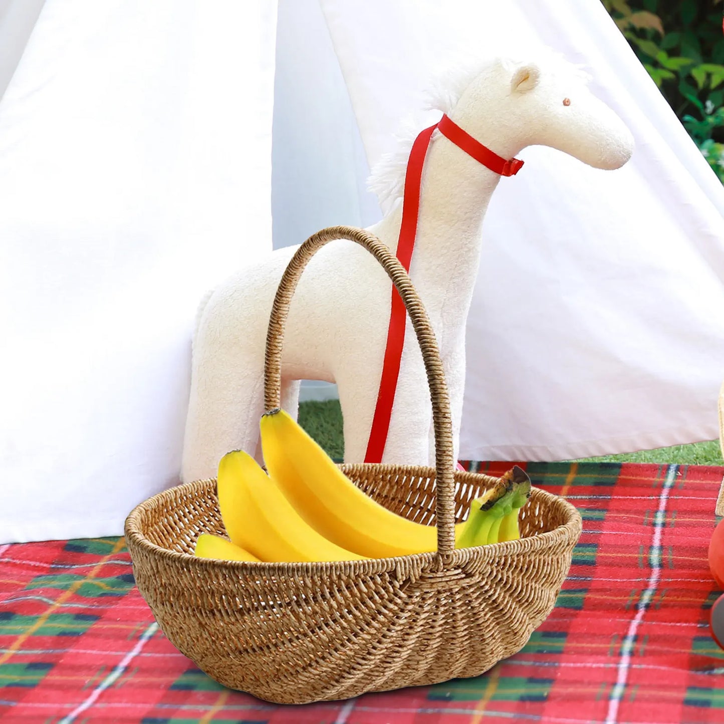 Storage Basket Sundries Organizer Portable Outdoor Picnic Basket Storage Bin Breathable Rustic Flower Basket for Wedding Cabinet
