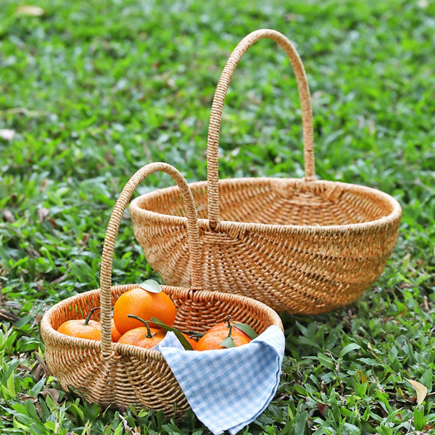 Storage Basket Sundries Organizer Portable Outdoor Picnic Basket Storage Bin Breathable Rustic Flower Basket for Wedding Cabinet