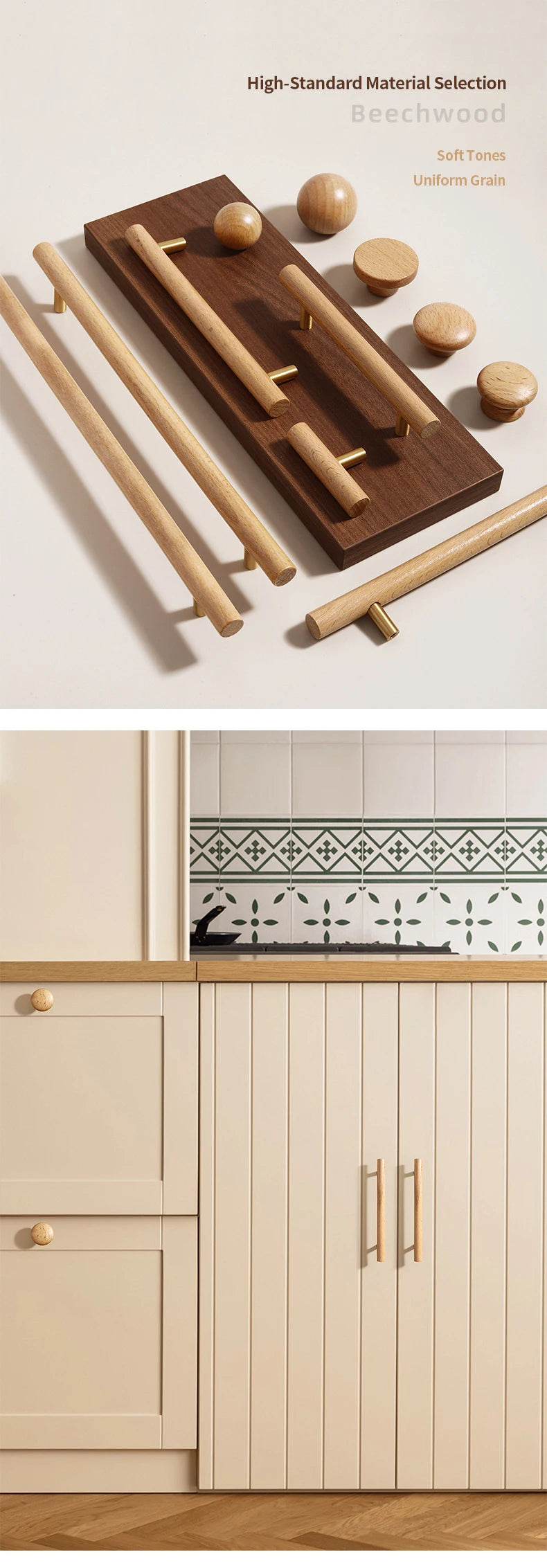 Nordic Walnut Wood Handle T bar Drawer Knobs Cupboard Long Pulls Kitchen Cabinet Door Handle Furniture Decorate Pulls and Knob