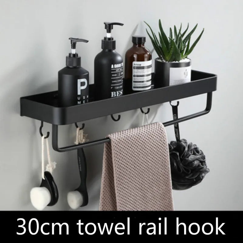 Black Aluminium Bathroom Shelf