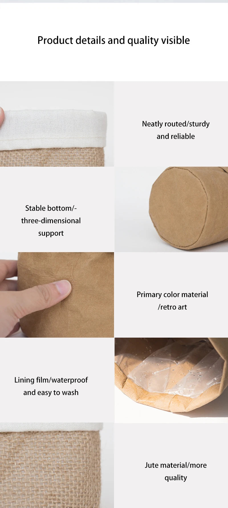 Retro Kraft Paper  Flower Basket Desktop Makeup Washable Fabric Storage Basket Flower Pot Cover Pen Holder Home Supplies