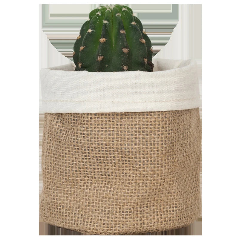Retro Kraft Paper  Flower Basket Desktop Makeup Washable Fabric Storage Basket Flower Pot Cover Pen Holder Home Supplies