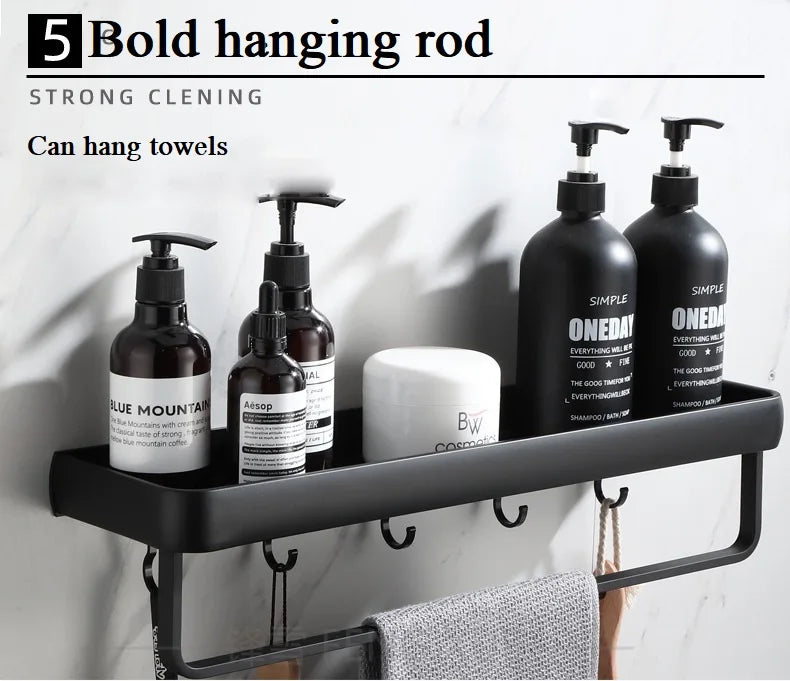 Black Aluminium Bathroom Shelf
