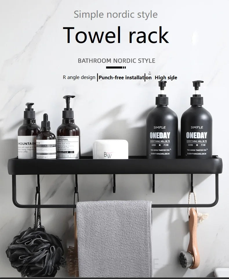 Black Aluminium Bathroom Shelf