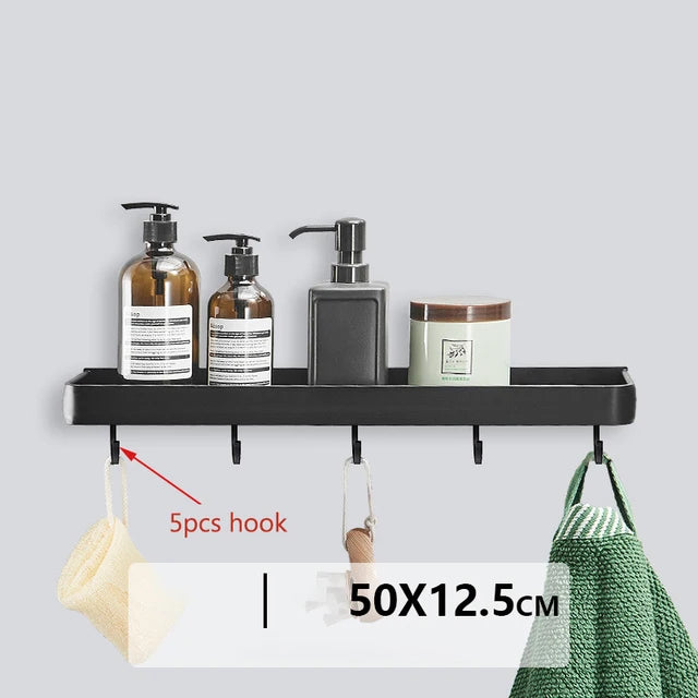 Black Aluminium Bathroom Shelf