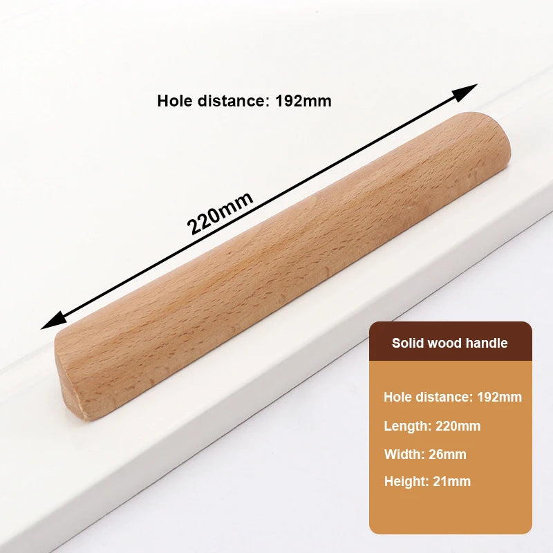 Wooden Furniture Handle Drawer Pulls Nordic Cabinet Solid Wood Handles Environmental Friendly Wardrobe Knob with Mounting Screws