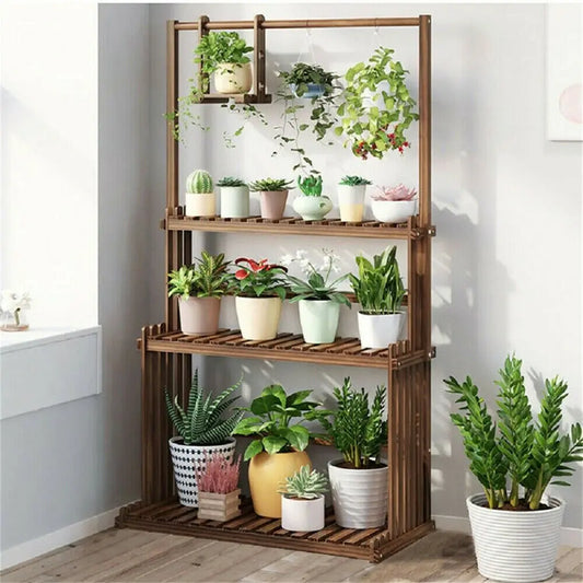 Hanging 3-Tier Wooden Plant Shelf
