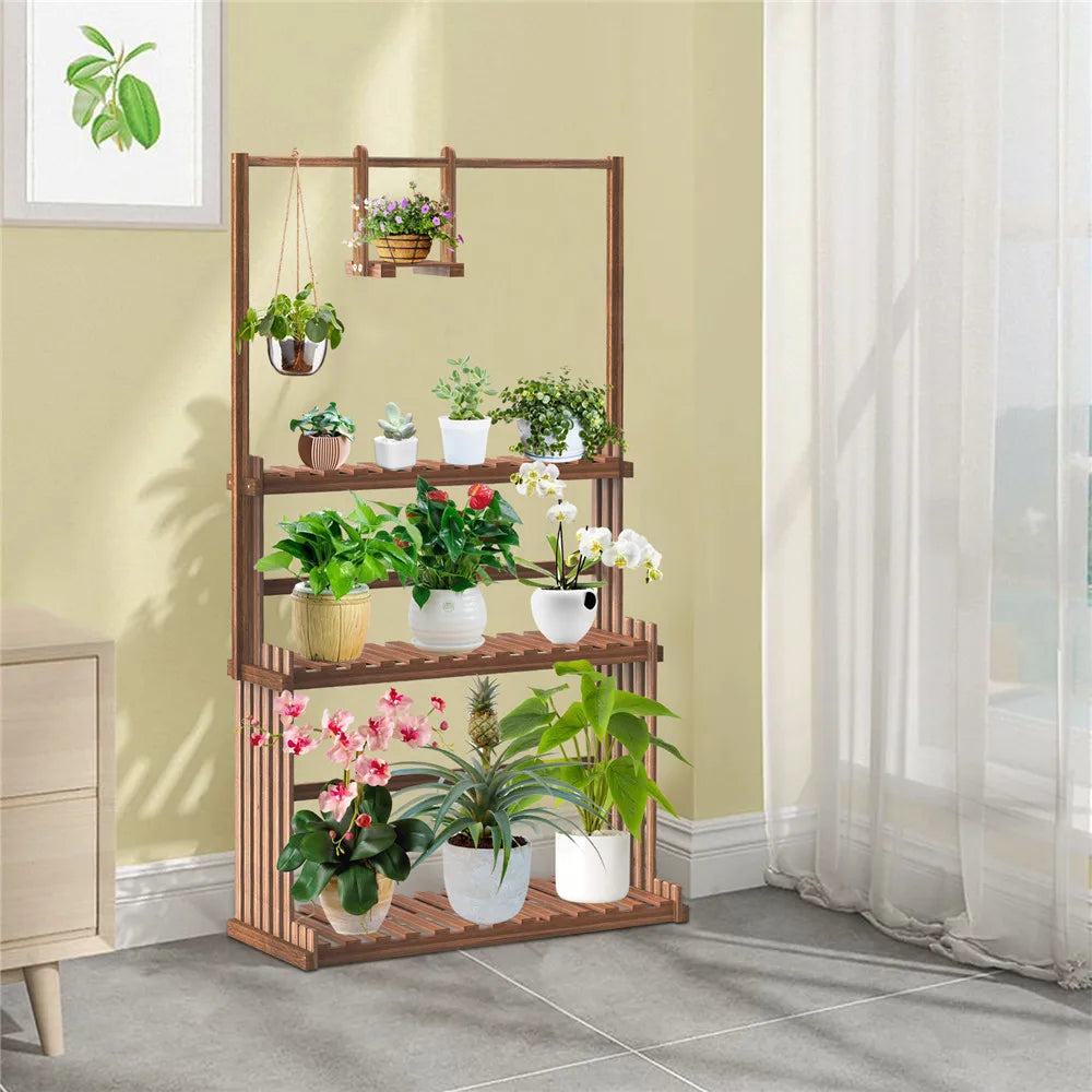 Hanging 3-Tier Wooden Plant Shelf