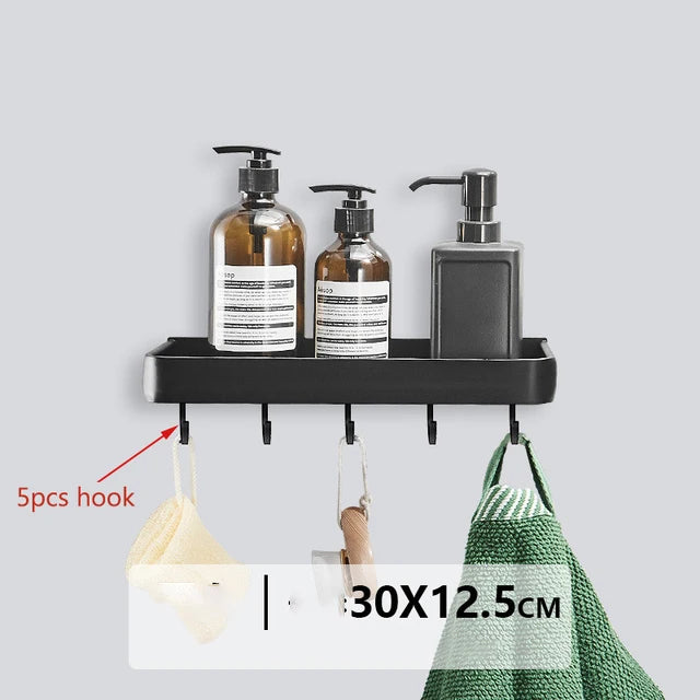 Black Aluminium Bathroom Shelf