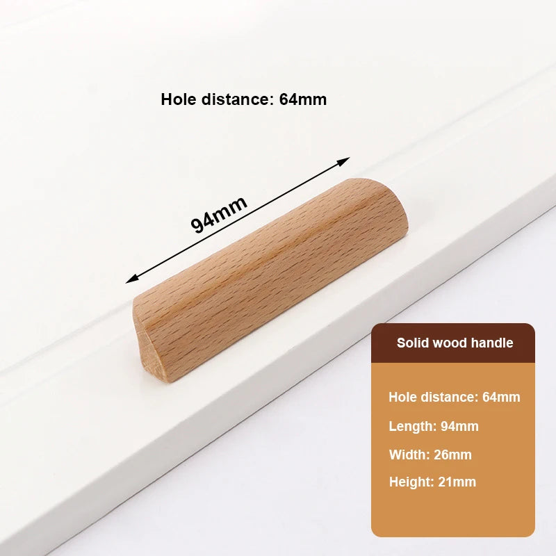 Wooden Furniture Handle Drawer Pulls Nordic Cabinet Solid Wood Handles Environmental Friendly Wardrobe Knob with Mounting Screws