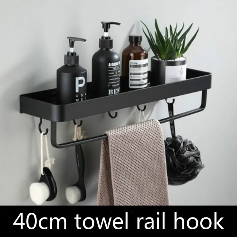 Black Aluminium Bathroom Shelf