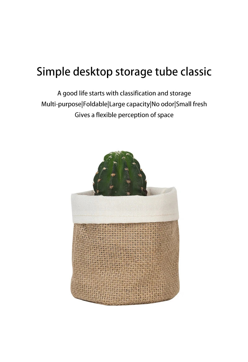 Retro Kraft Paper  Flower Basket Desktop Makeup Washable Fabric Storage Basket Flower Pot Cover Pen Holder Home Supplies