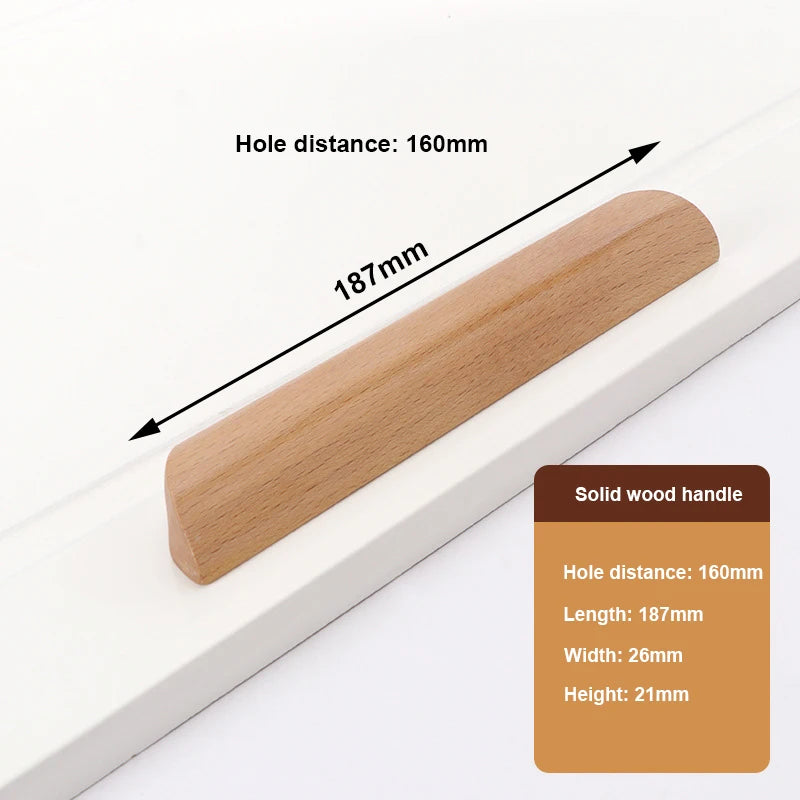 Wooden Furniture Handle Drawer Pulls Nordic Cabinet Solid Wood Handles Environmental Friendly Wardrobe Knob with Mounting Screws