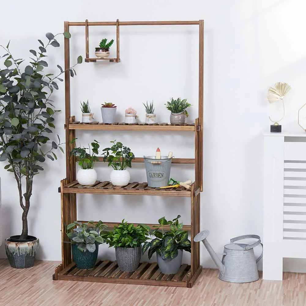 Hanging 3-Tier Wooden Plant Shelf