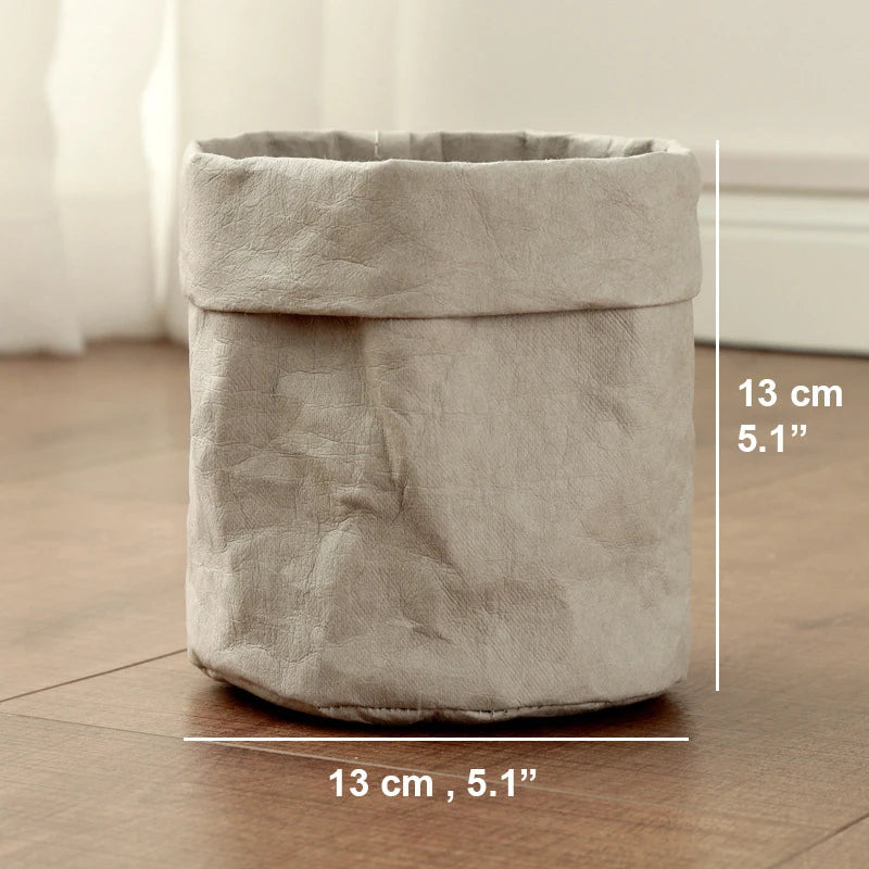 Retro Kraft Paper  Flower Basket Desktop Makeup Washable Fabric Storage Basket Flower Pot Cover Pen Holder Home Supplies