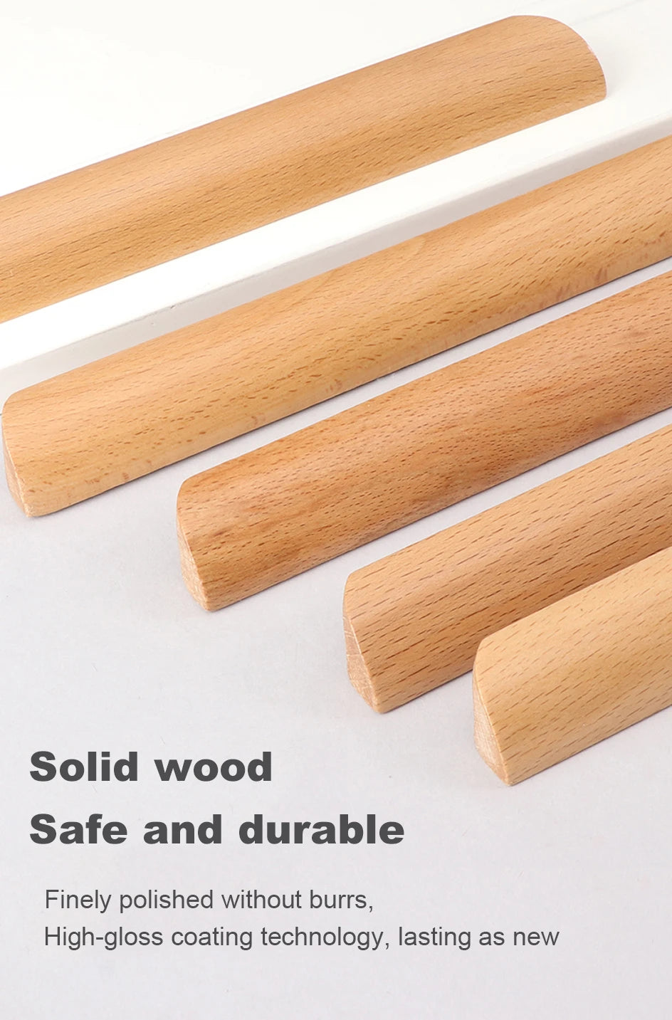 Wooden Furniture Handle Drawer Pulls Nordic Cabinet Solid Wood Handles Environmental Friendly Wardrobe Knob with Mounting Screws