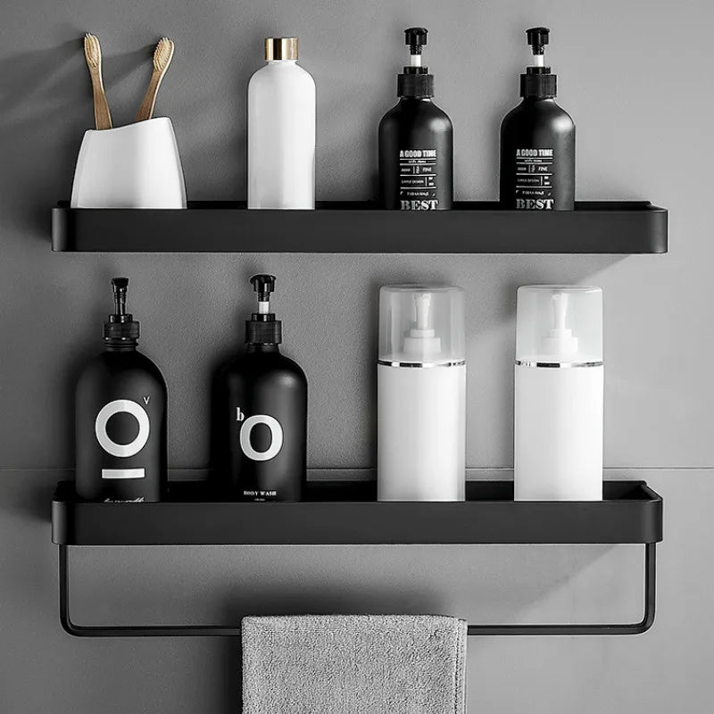 Black Aluminium Bathroom Shelf