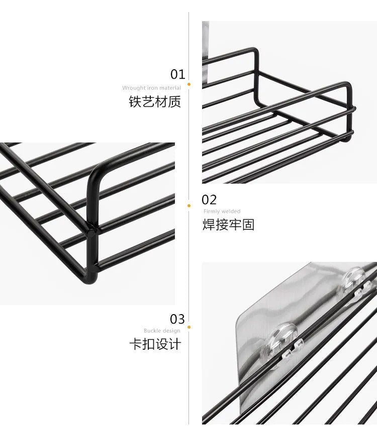 Japanese-Style Wrought Iron Bathroom Wall Shelf
