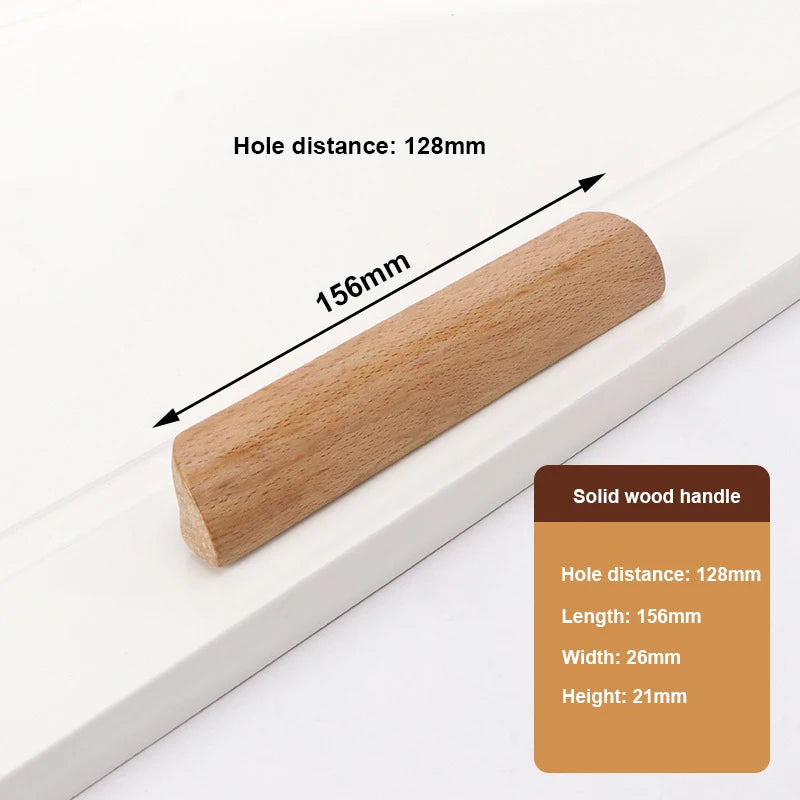 Wooden Furniture Handle Drawer Pulls Nordic Cabinet Solid Wood Handles Environmental Friendly Wardrobe Knob with Mounting Screws