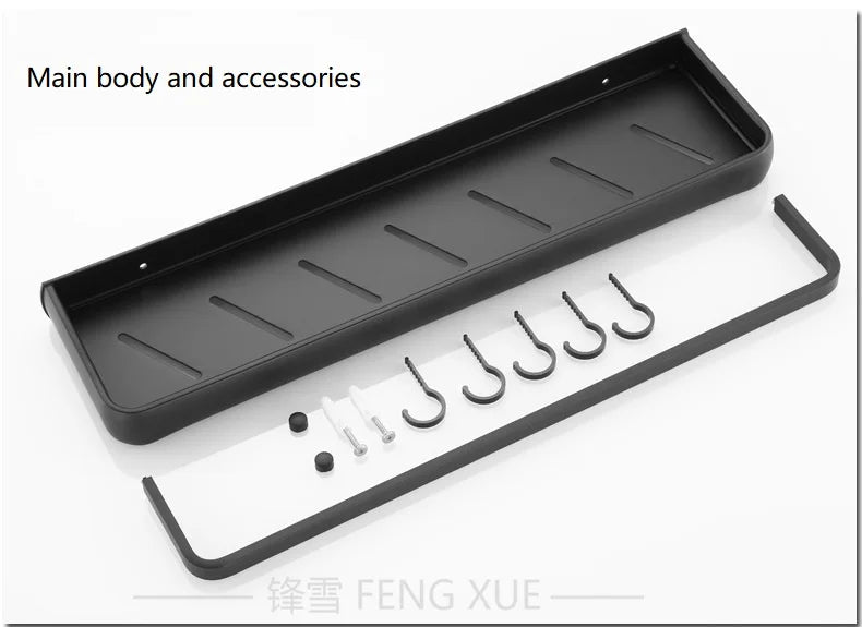 Black Aluminium Bathroom Shelf