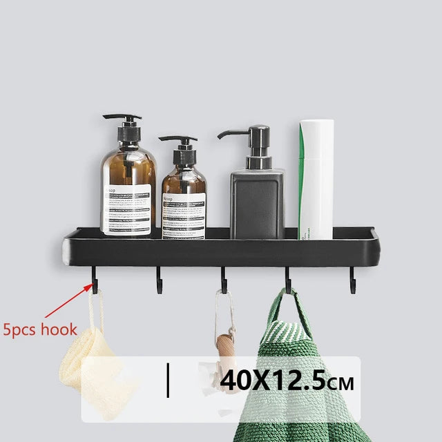 Black Aluminium Bathroom Shelf