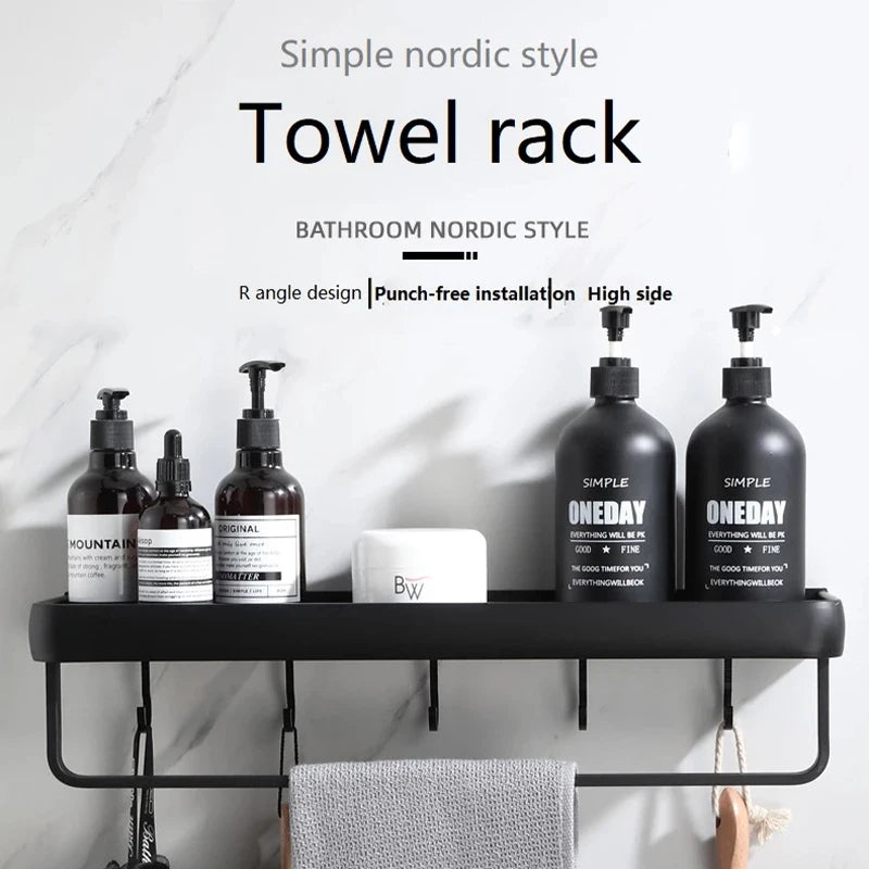 Black Aluminium Bathroom Shelf
