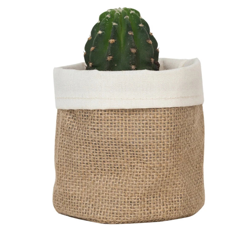 Retro Kraft Paper  Flower Basket Desktop Makeup Washable Fabric Storage Basket Flower Pot Cover Pen Holder Home Supplies