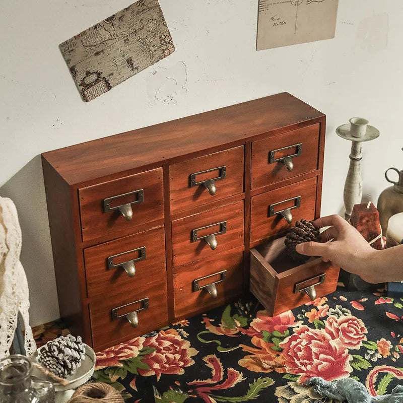 Vintage Wooden Desktop Drawer Organizer