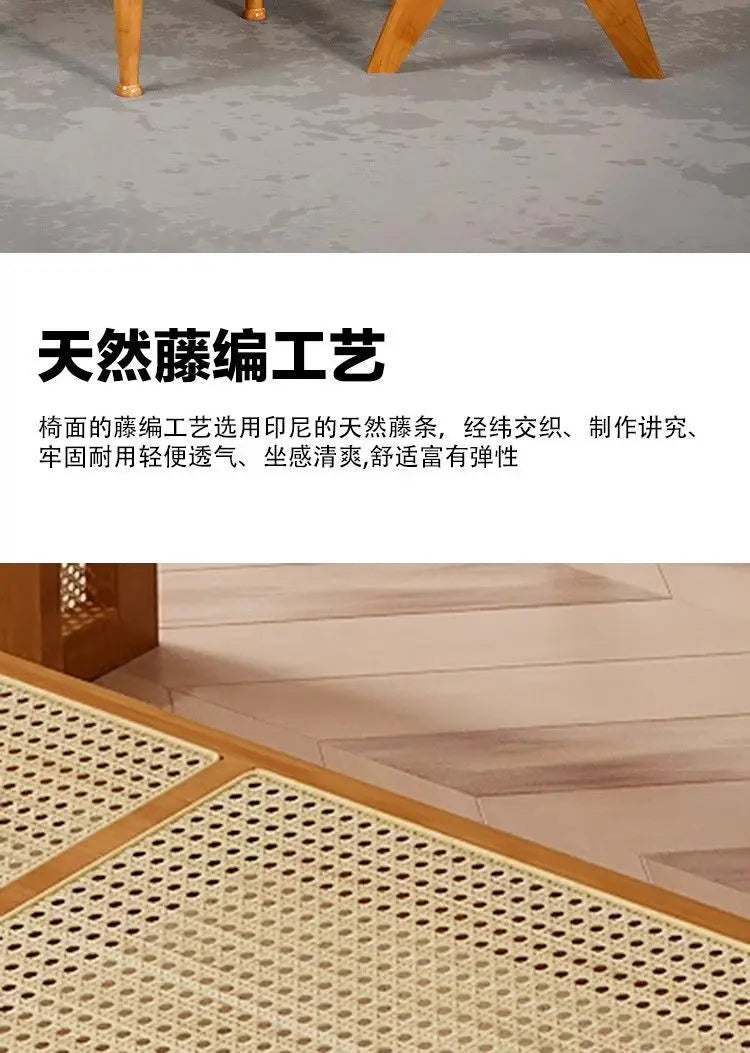 Solid Wood Rattan Bench Living Room Chairs Long Bench Japanese Bed End Bench Retro Chaise Lounge Stool House Furniture Ottoman