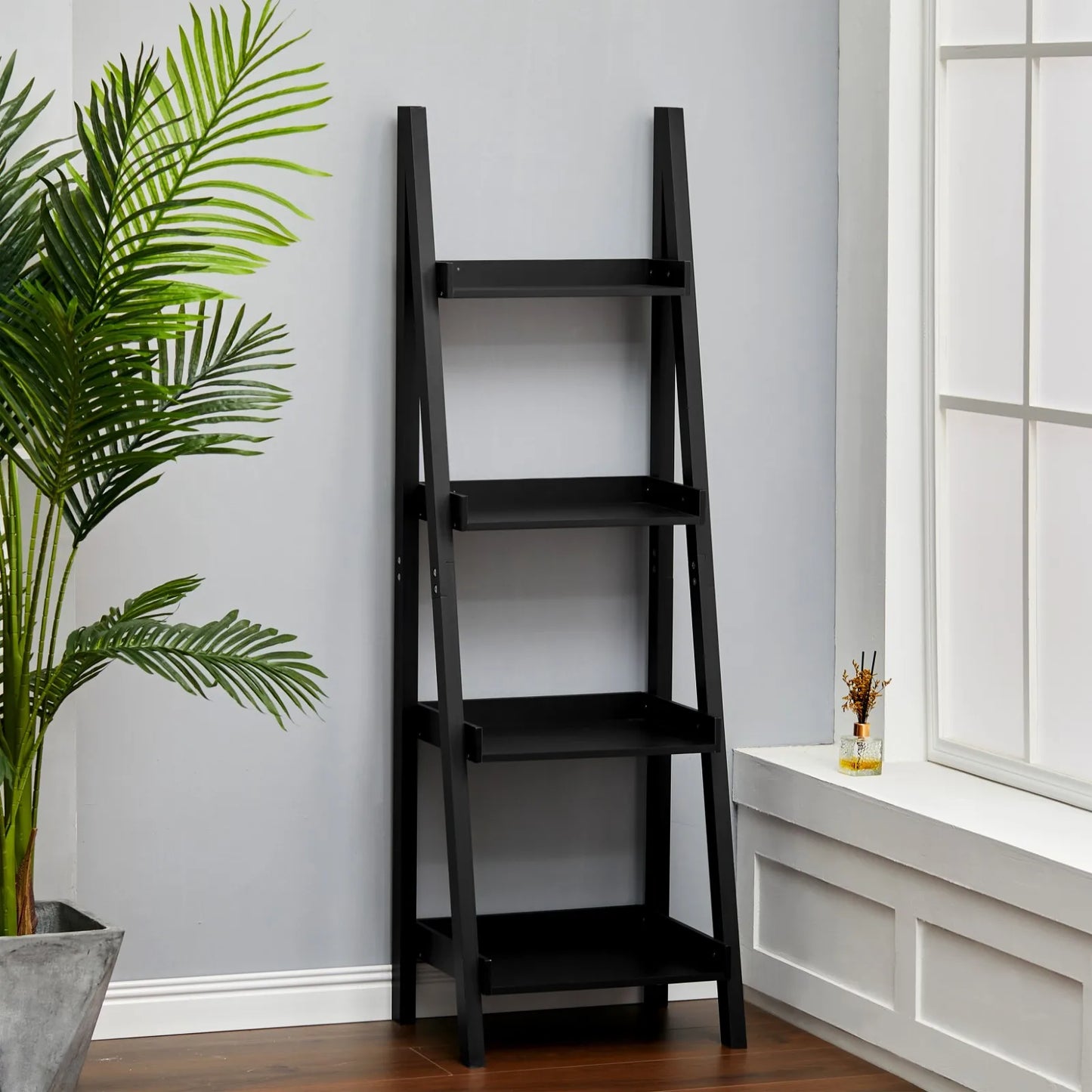 【Breeins】4-Tier Wooden Display Ladder Shelf for Home Storage Organizer Rack Home Decoration For Home Office