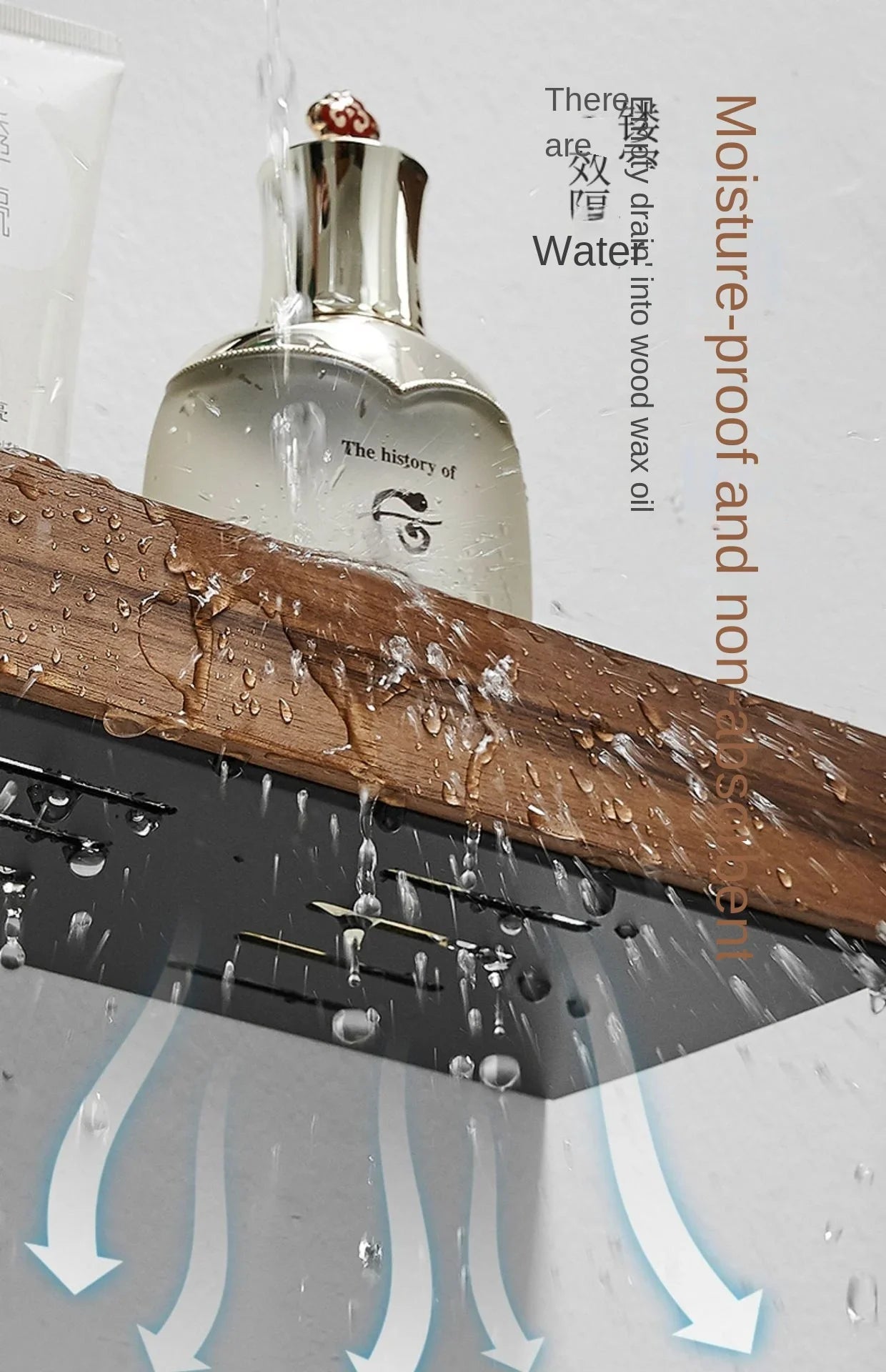 Wooden Wall-Mounted Bathroom Shelf