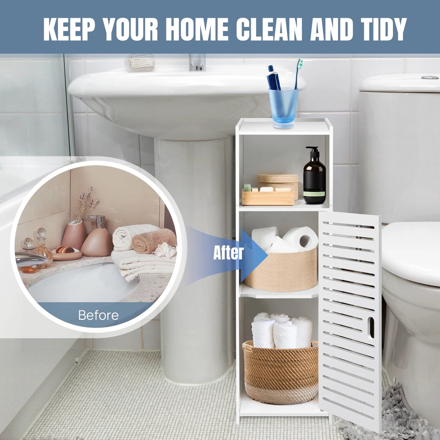 3-Tier Freestanding Bathroom Cabinet