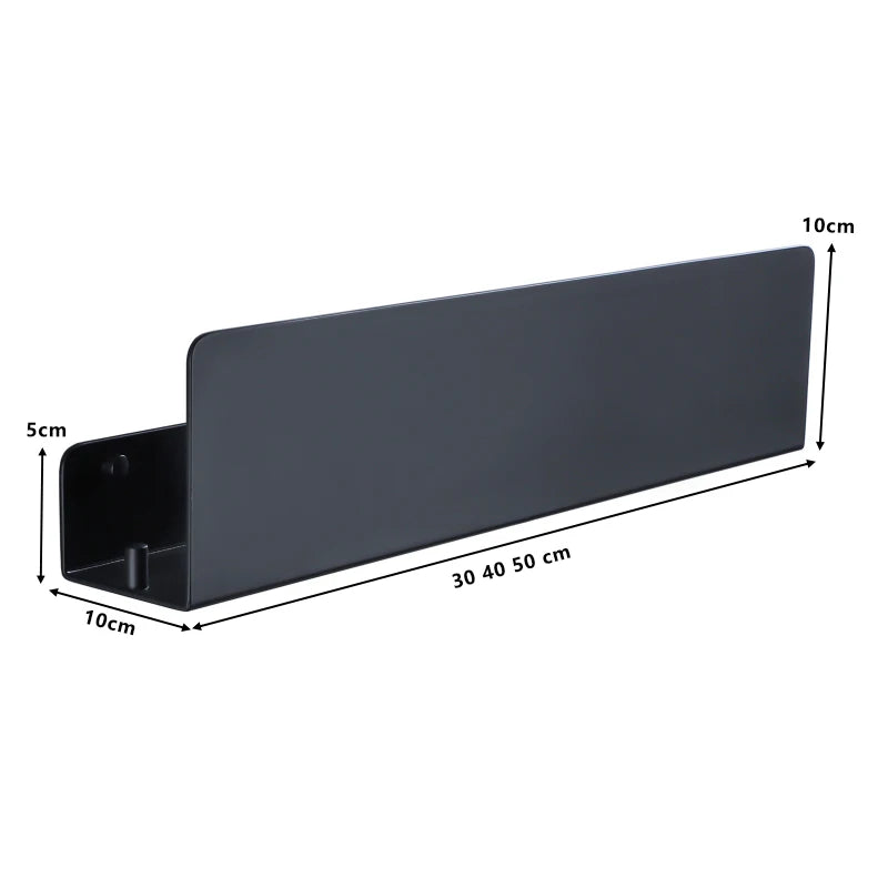 Black Bathroom Organizer Shelf With Hooks