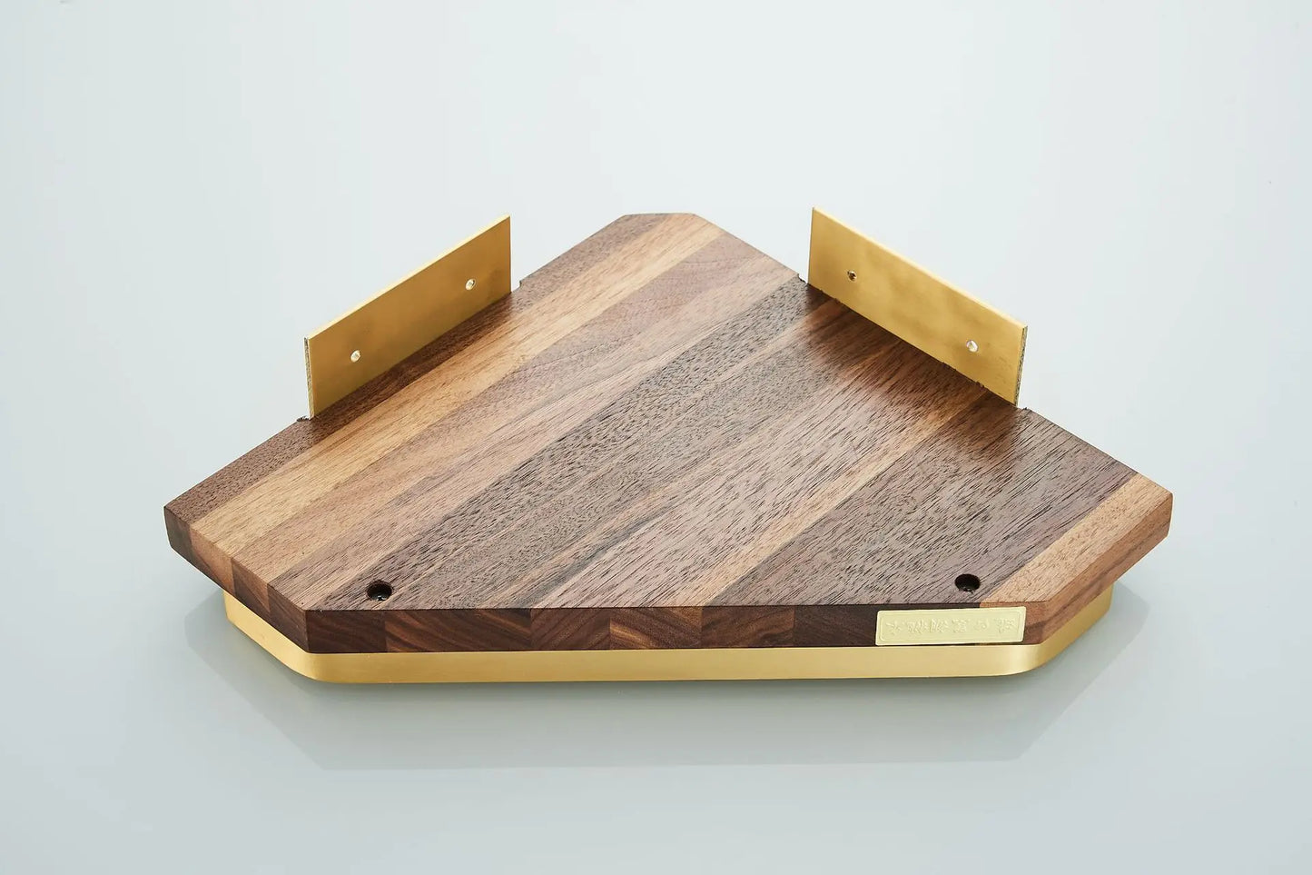 Walnut Brushed Gold Bathroom corner Shelf